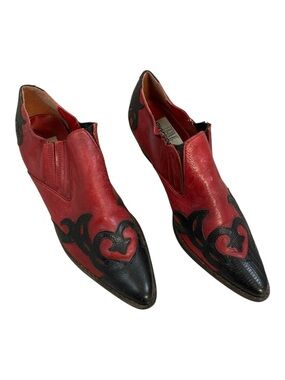 90s Leather Western Ankle Boots Women’s 7.5 Vintage Pointed Toe‎ Cowboy Casual